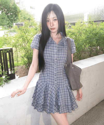 チェックシャツワンピース