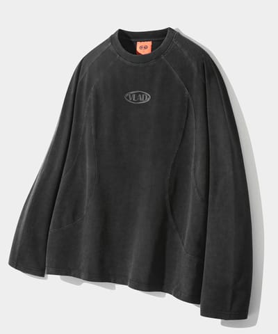 DIMITRI BLACK ディミトリーブラック VLAD ピグメント スラッシュ ロングスリーブ Tシャツ - チャコール