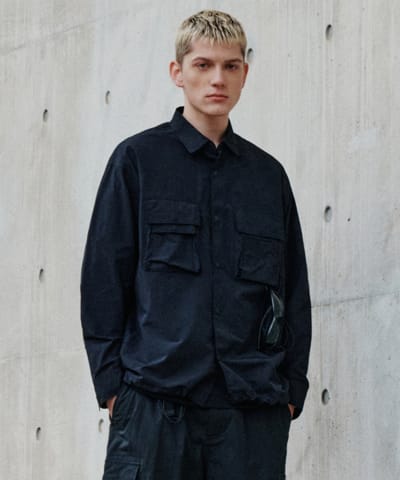MUSINSA STANDARD [シティレジャー] リップストップオーバーサイズカーゴシャツ [ブラック] - MUJIスタンダード