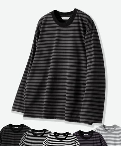 BRENSON ブレンソン オーバーフィット 1:1 ストライプ 長袖Tシャツ (5色展開)