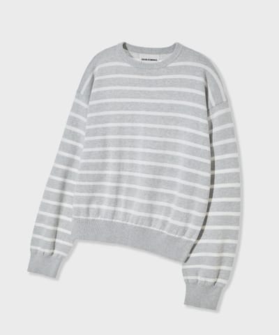 クラシックストライプクロップニット グレー - グッドライフワークス