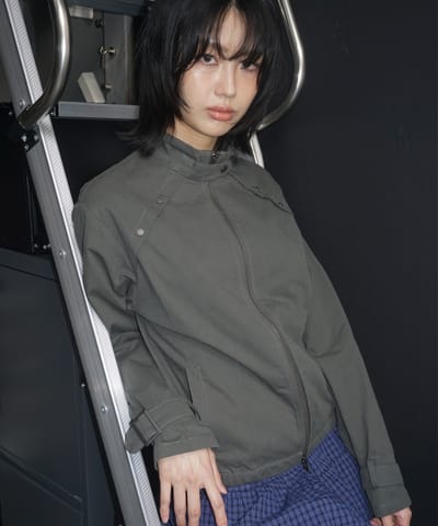 PLACE STUDIO [リニューアル] ハイネックスタンダードストラップビゾポイントブルゾンジャケット [チャコール]