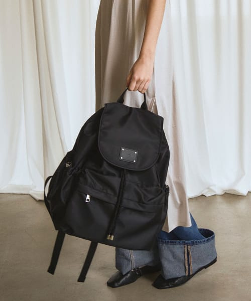 ファジー ドローストリング バックパック ナイロン ブラック