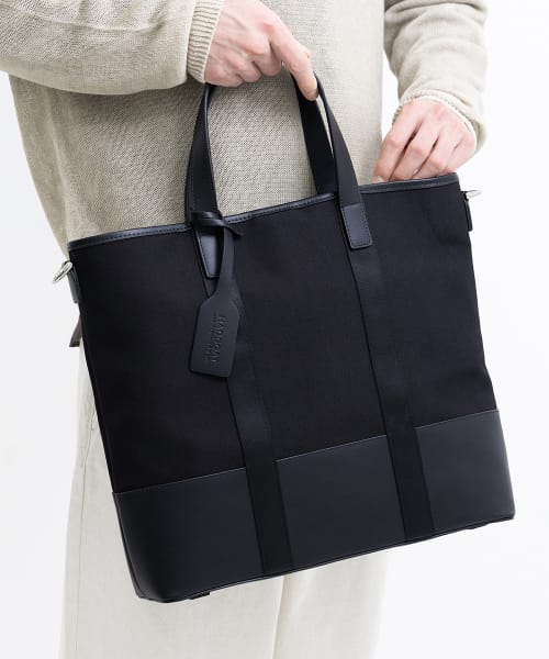 デュアルトップ キャンバス トートバッグ ブラック 画像 3