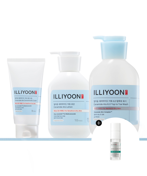 illiyoon 세라마이드 아토 3 Step 기획 (탑투토워시 500ml+로션 350ml+집중 크림 230ml)