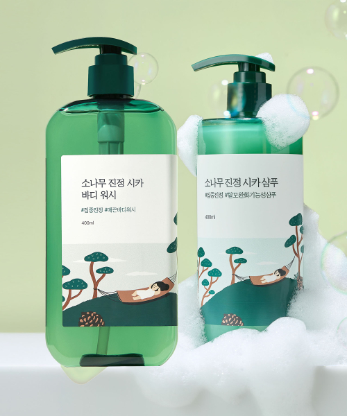 ROUND LAB [SET] 소나무 진정 시카 샴푸 400ml + 바디 워시 400ml