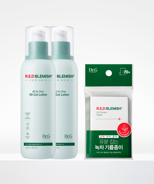 [단독]레드 블레미쉬 포 맨 올인원 오일 컷 로션 150mL*2개+오일페이퍼70매 증정