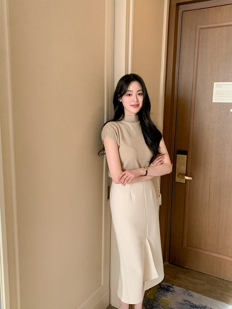 リウム キャップスリーブ ニット - 5色展開の通勤・結婚式スタイル 画像 7