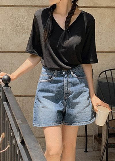 リリアンドコー ブイネック 半袖ニット ルーズフィット ジャガード編み カジュアルトップス 110サイズ 画像 2