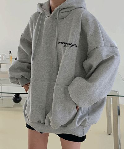 ソルピ インターナショナル 二段レタリング オーバーフィット パーカー 裏起毛 コットン 3カラー ビッグサイズ 画像 2