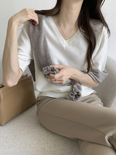ユラタイム Vネック 半袖ニット 15カラー レディース サマーニット 画像 5