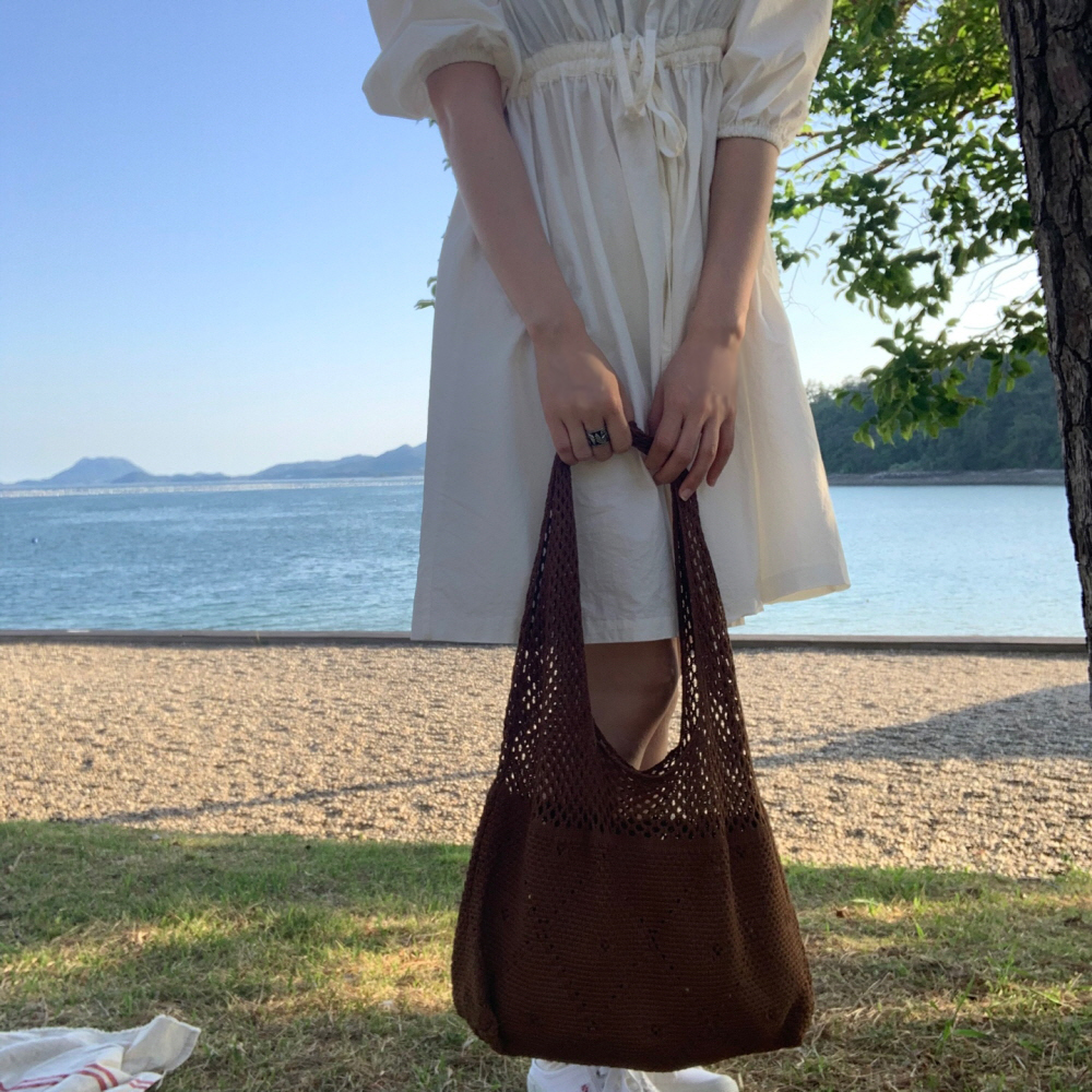 ピュアリン ニットバッグ 4color 夏 リゾート デイリー ガーリー ホーボーバッグ 画像 4