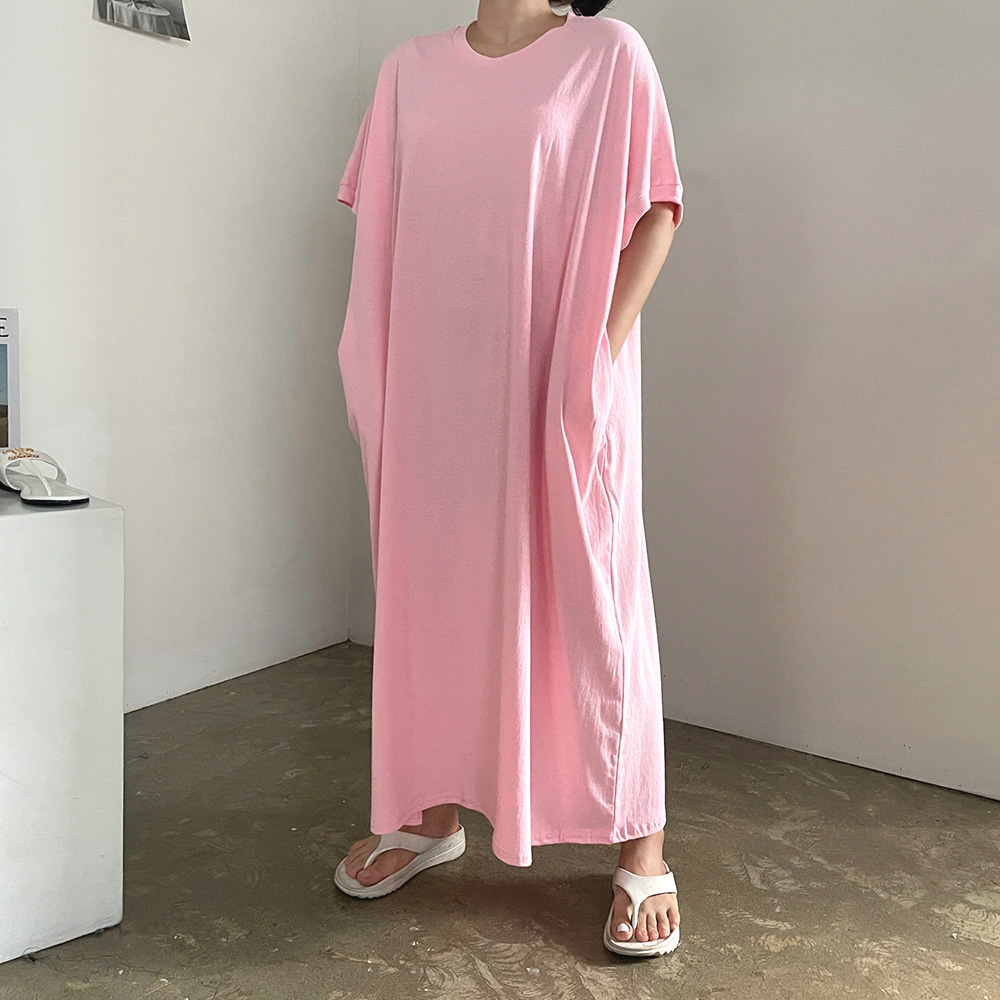 リリモード マキシ丈ワンピース 半袖 オーバーフィット エイシルエット ホームウェア レディース 画像 11