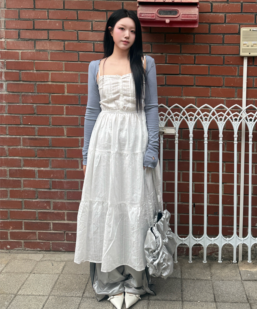 メイドジェイ 制遊 ノースリーブ ロングワンピース プリーツ Aライン 6color レイヤード フレア 春夏 画像 1