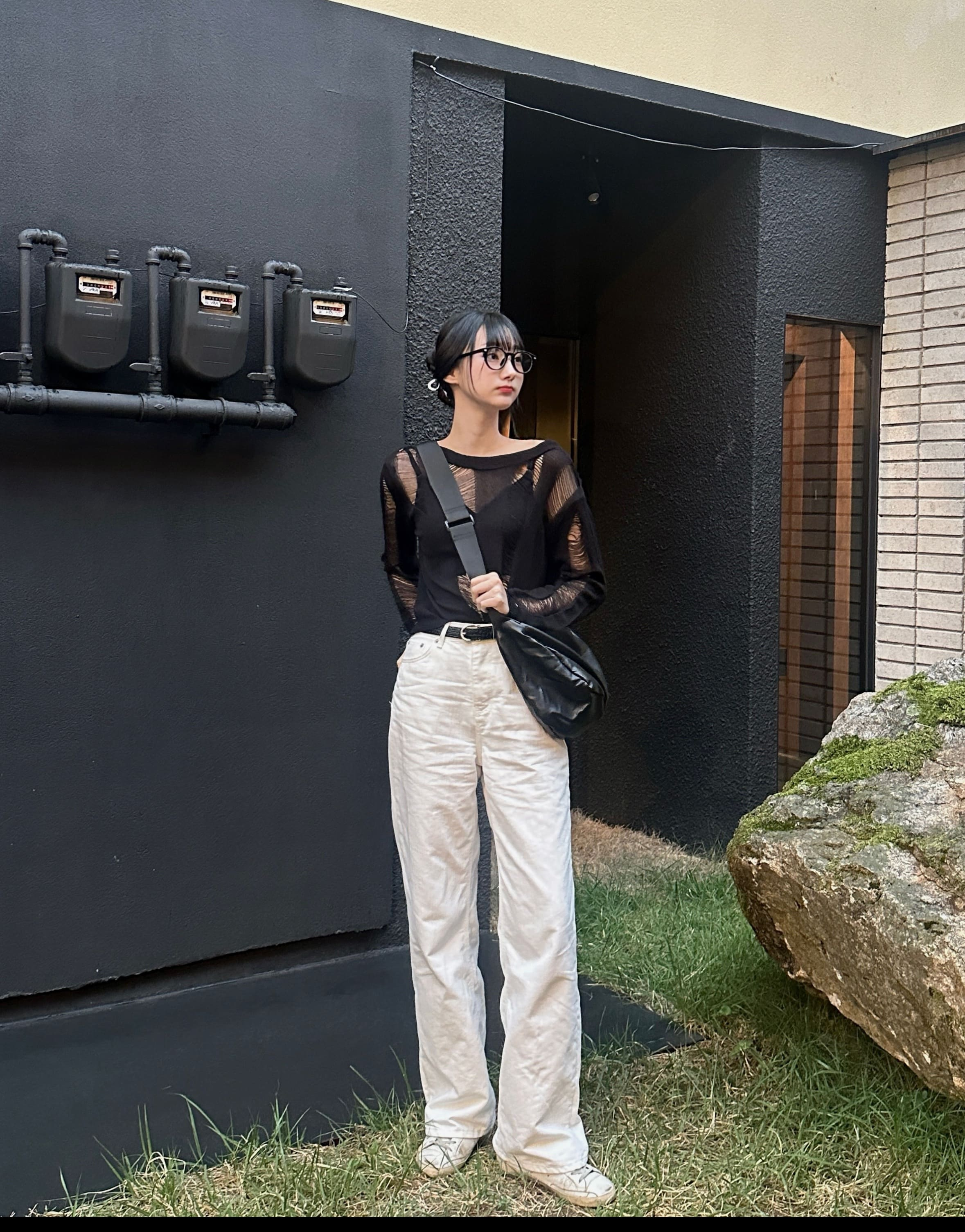 ハフニン SHINO ペンチングニット レディース 長袖 シースルー サマーニット リゾートウェア 画像 6