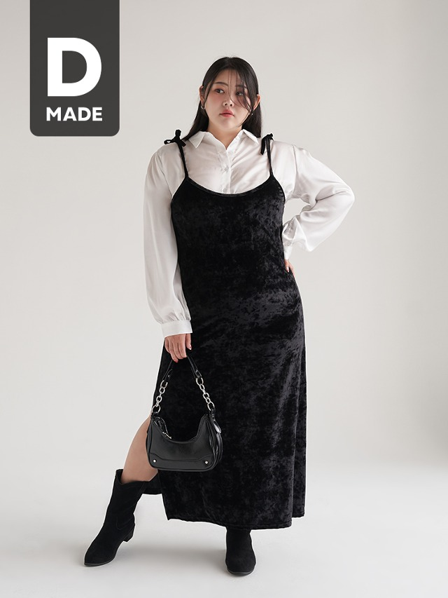 当当ガール ベルベット リボン ノースリーブ ロング ワンピース 55-99サイズ 画像 1