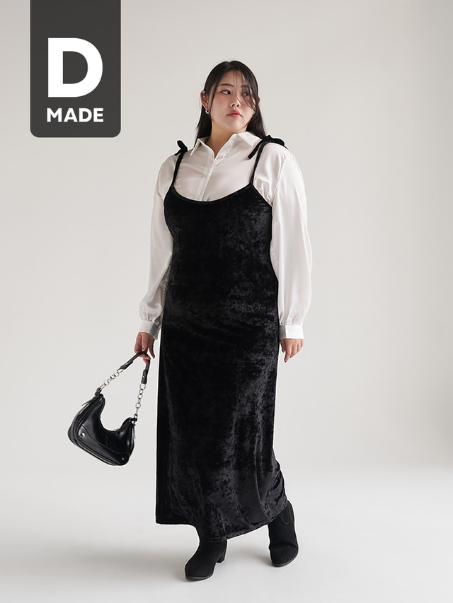 当当ガール ベルベット リボン ノースリーブ ロング ワンピース 55-99サイズ 画像 5