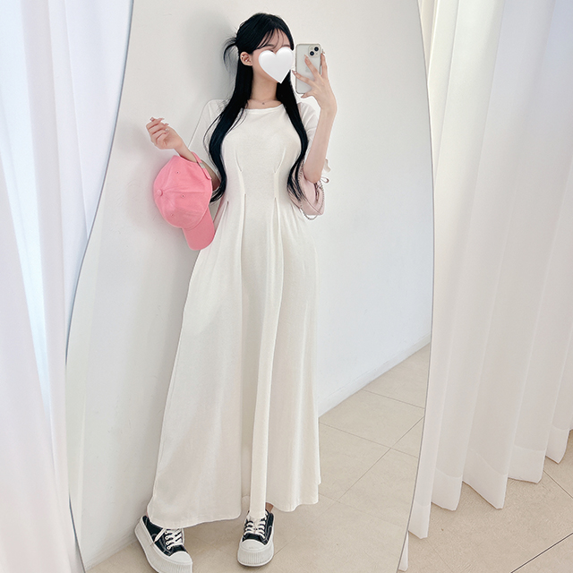 グルービーフロア ロングワンピース ウエストピンタック 3カラー展開 画像 3