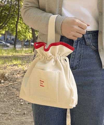 fromthedays キャンバス 福笑い袋 3カラー ミニトートバッグ エコバッグ