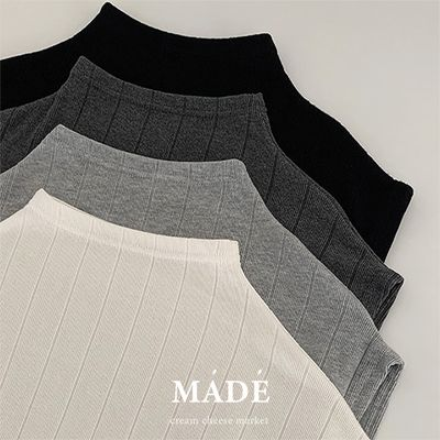 クリームチーズマーケット リブ編み半袖ニット モックネックティー 画像 2