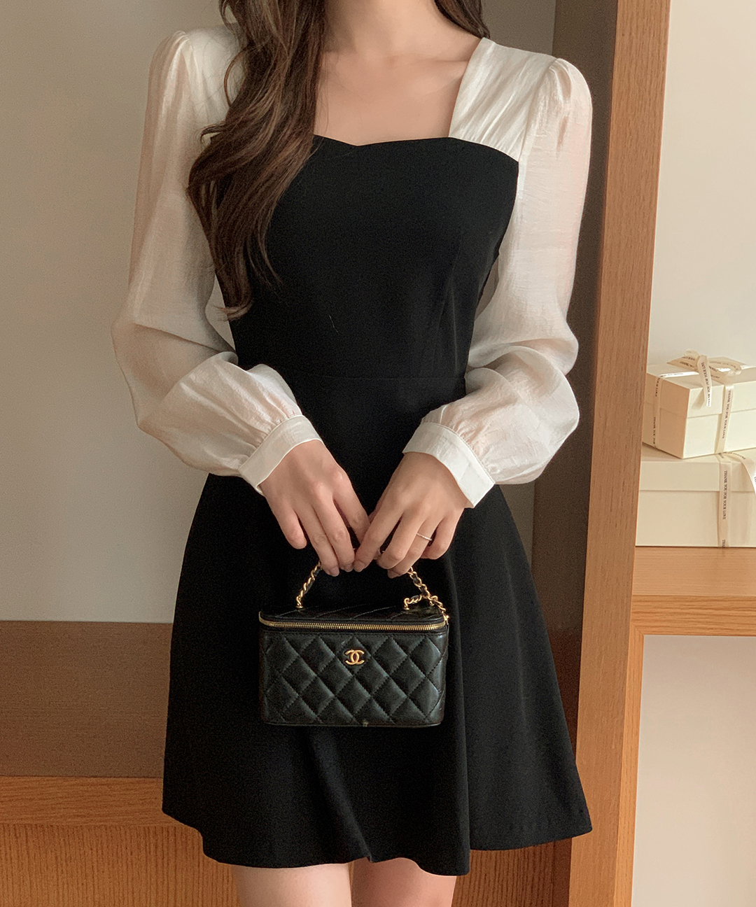 K.CLUB ディライト ハートネック配色ワンピース S/M/L 結婚式お呼ばれドレス フォーマル 春夏 画像 7