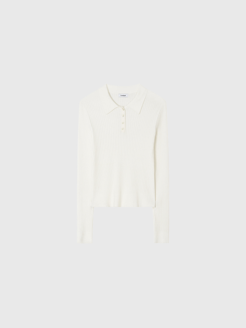 LOOKAST JAY RIBBED BUTTON KNIT TOP アイボリー リブ編みボタンニット 画像 1