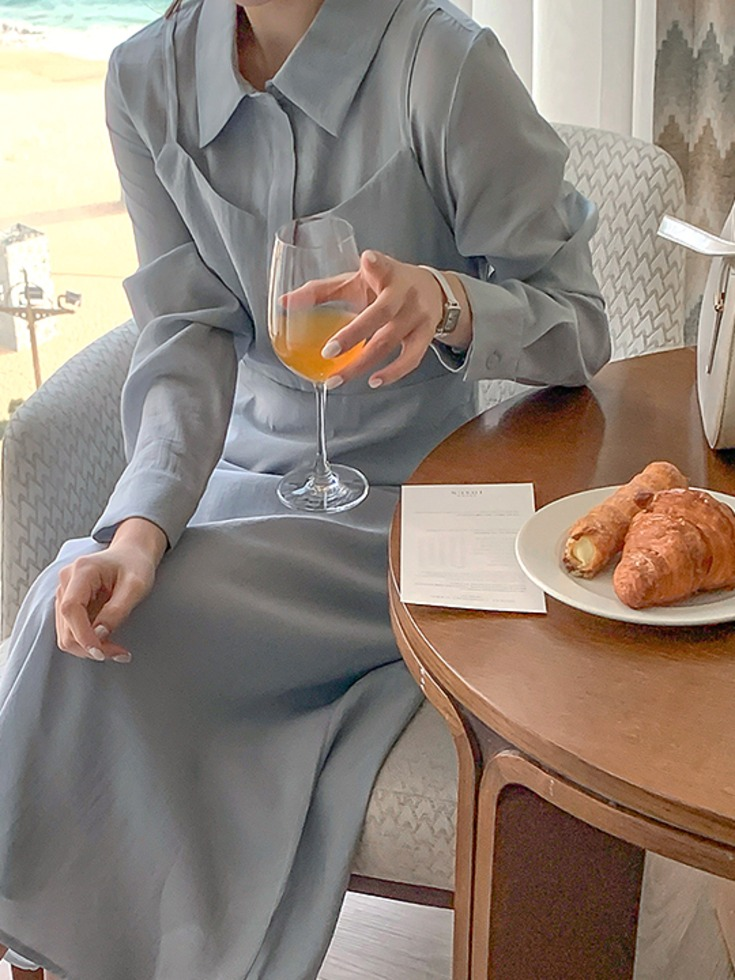 LILY&CO ビスチェレイヤード カラーネック フレア ロングワンピース 結婚式 お呼ばれ オフィス 画像 3