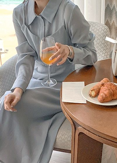 LILY&CO ビスチェレイヤード カラーネック フレア ロングワンピース 結婚式 お呼ばれ オフィス 画像 2