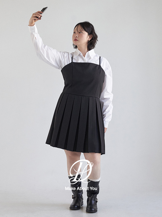 当当ガール プラハ プリーツビスチェ ミディ レイヤード ワンピース 44-110 画像 8