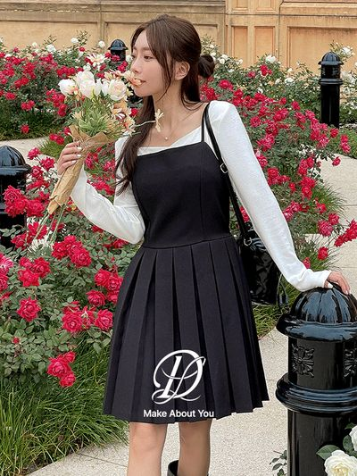 当当ガール プラハ プリーツビスチェ ミディ レイヤード ワンピース 44-110 画像 2
