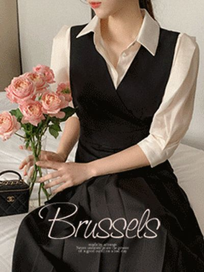 アトランス ブリュッセルプリーツビスチェロングワンピース 国内製作 ノースリーブ op15061 画像 2