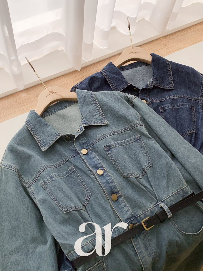 アトランス ジャネット 2WAY デニムワンピース 半袖 ベルト付き 2丈展開 画像 6