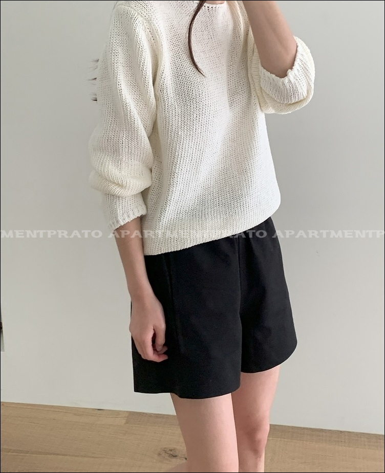 再進行ラウンジ和紙ボートネックニットコットン長袖ニット(3色展開) 画像 3