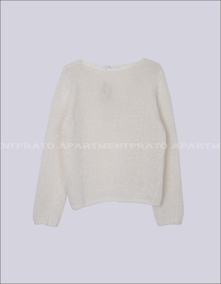 再進行ラウンジ和紙ボートネックニットコットン長袖ニット(3色展開) 画像 6
