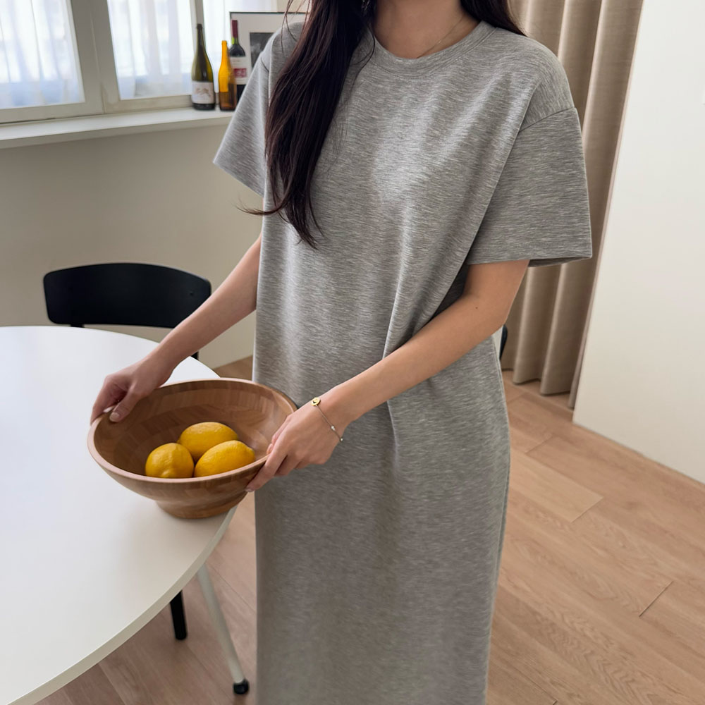 ソリデイ マタニティワンピース 半袖 ロング丈 Hライン 3色 大きいサイズ対応 妊婦服 画像 4