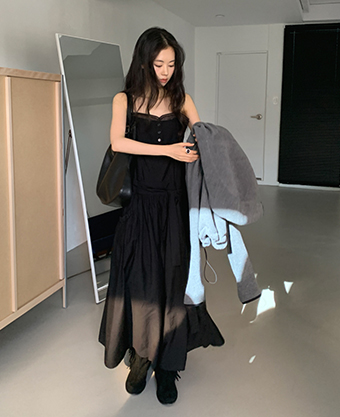 ビスコース ボーダー ロング ワンピース 画像 2