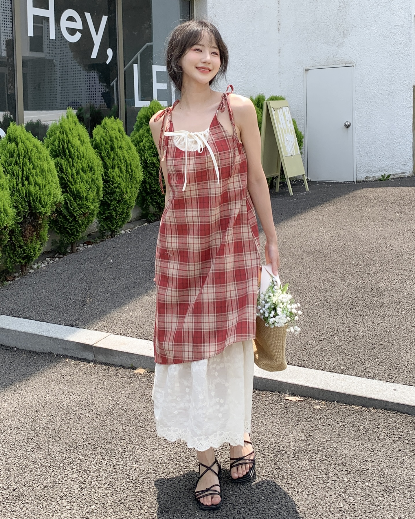 エイホップ バロム トイード フレアワンピース ロング丈 パフキャップスリーブ ピンタック 画像 2