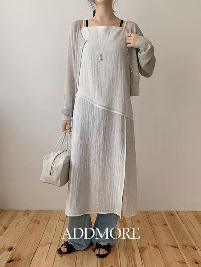 エドモア プリーツカットノースリーブレイヤードワンピース mop420 画像 2