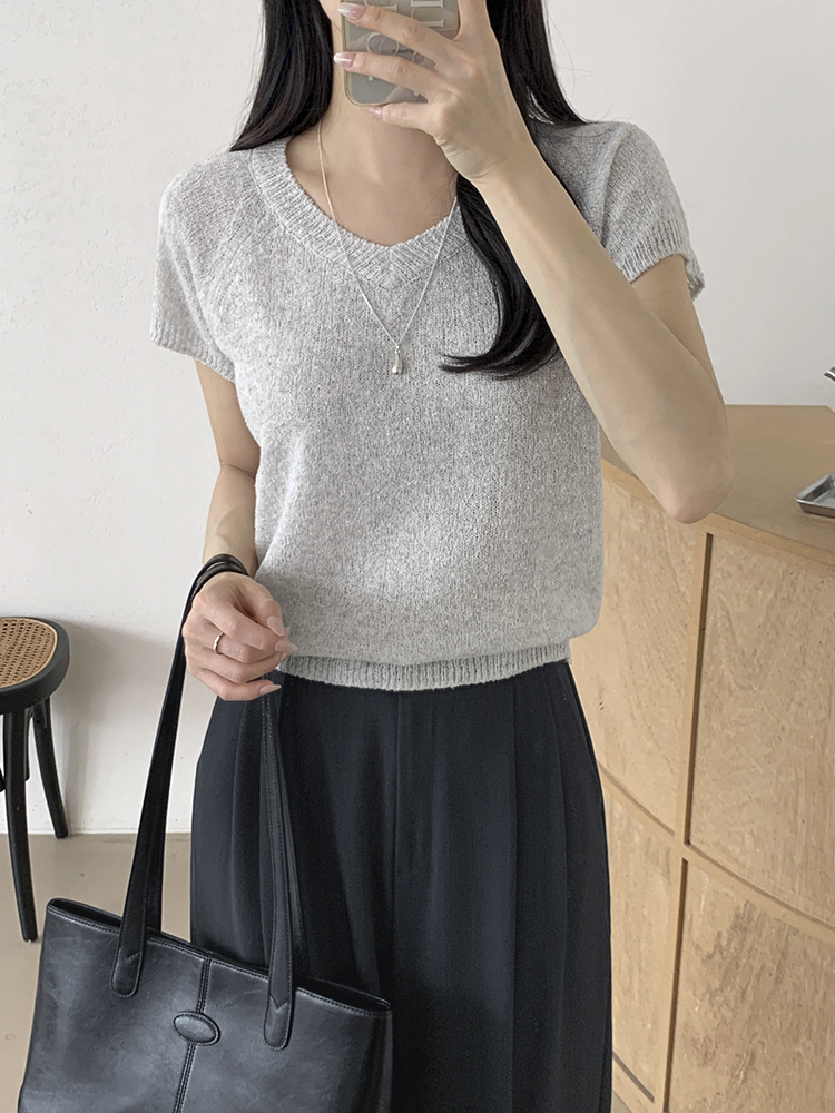 YURATIME LANAI リネン Vネック 半袖ニット サマーニット レディース 画像 3