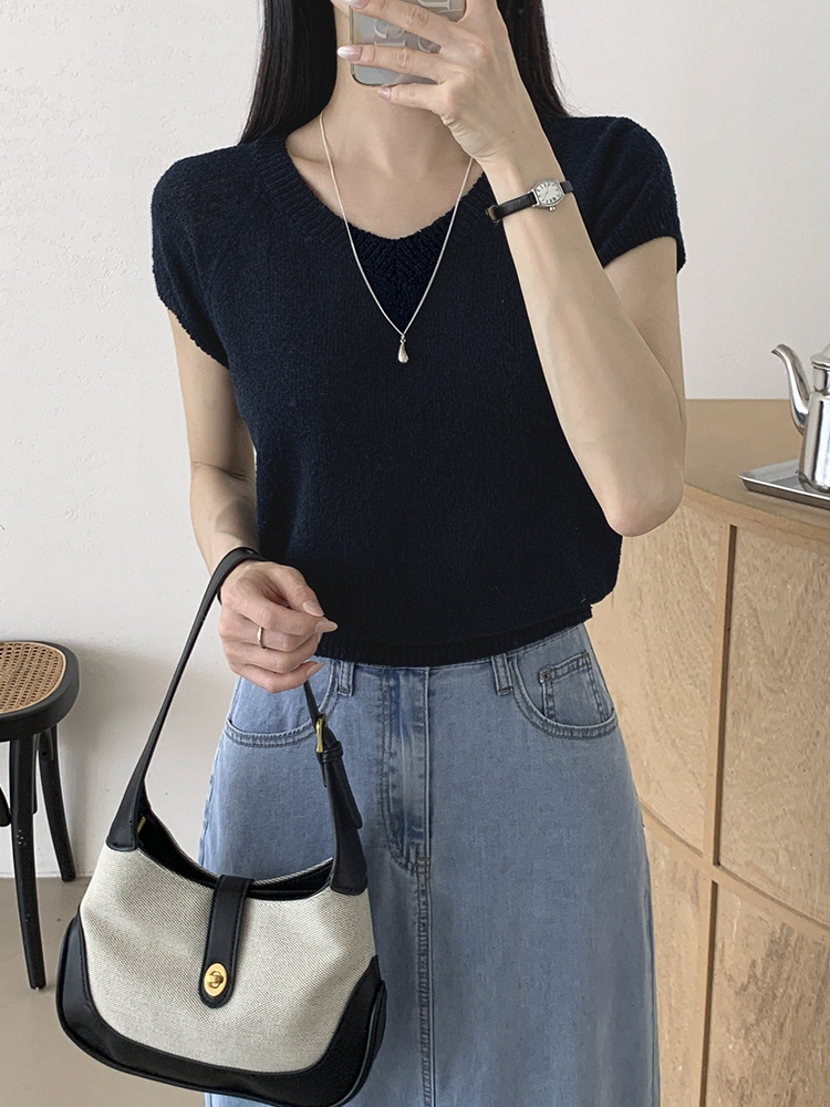 YURATIME LANAI リネン Vネック 半袖ニット サマーニット レディース 画像 5