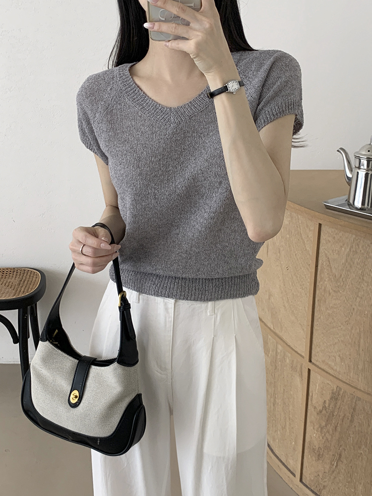 YURATIME LANAI リネン Vネック 半袖ニット サマーニット レディース 画像 6