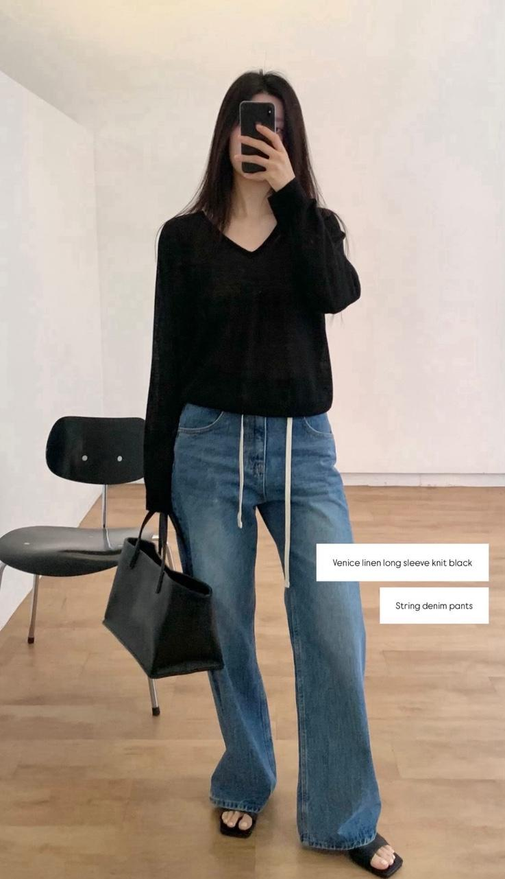 バイアン HAUS ベニス リネンニット ブイネック 長袖 ルーズフィット 3色展開 画像 9