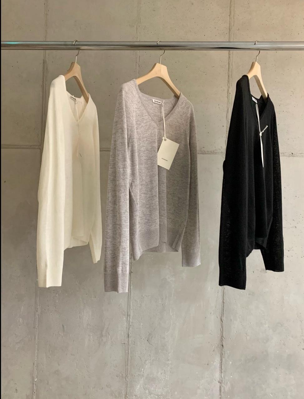 バイアン HAUS ベニス リネンニット ブイネック 長袖 ルーズフィット 3色展開 画像 10