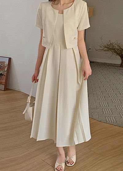 リリアンコー ツイードプリーツワンピース ロング丈 半袖/長袖 26SS 画像 2
