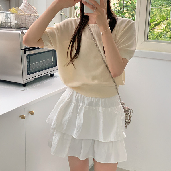 夏用ラウンドネック半袖ニットTシャツ 画像 4