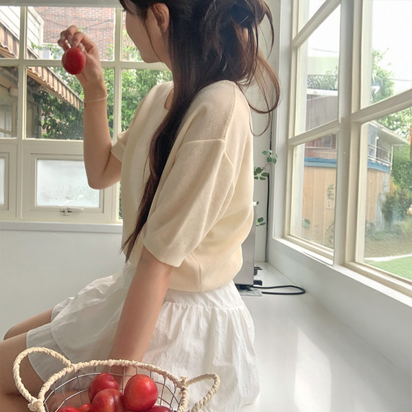 夏用ラウンドネック半袖ニットTシャツ 画像 5