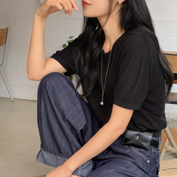 夏用ラウンドネック半袖ニットTシャツ 画像 7