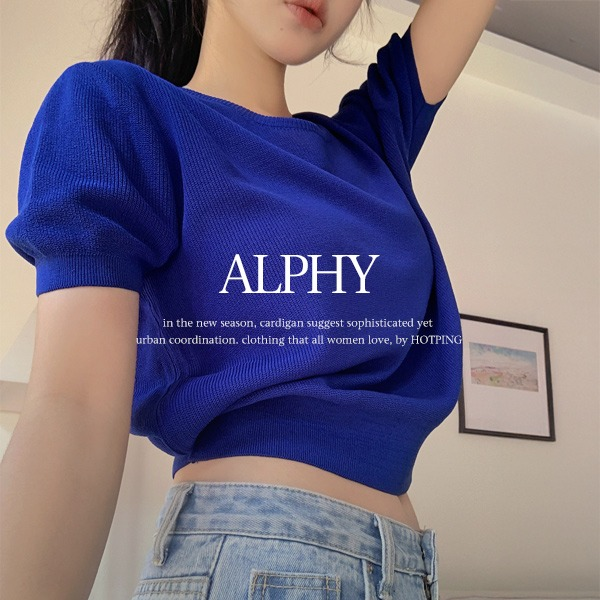 夏用ラウンドネック半袖ニットTシャツ 画像 1