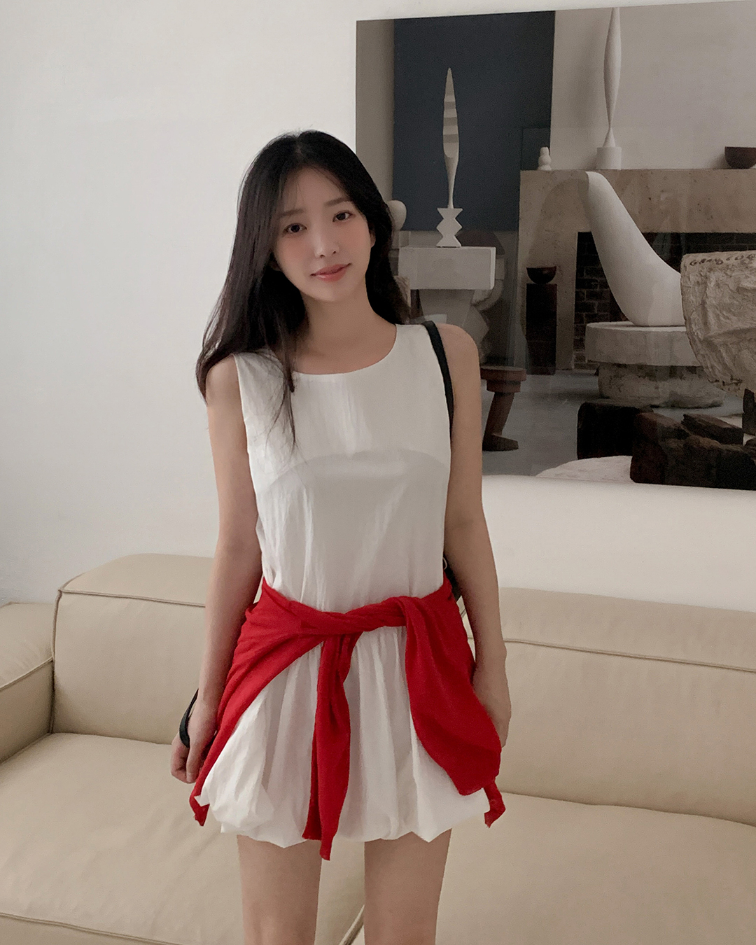 メイビンス ジッツ バルーン ミニ ワンピース ノースリーブ 夏 リゾート レイヤード 画像 4