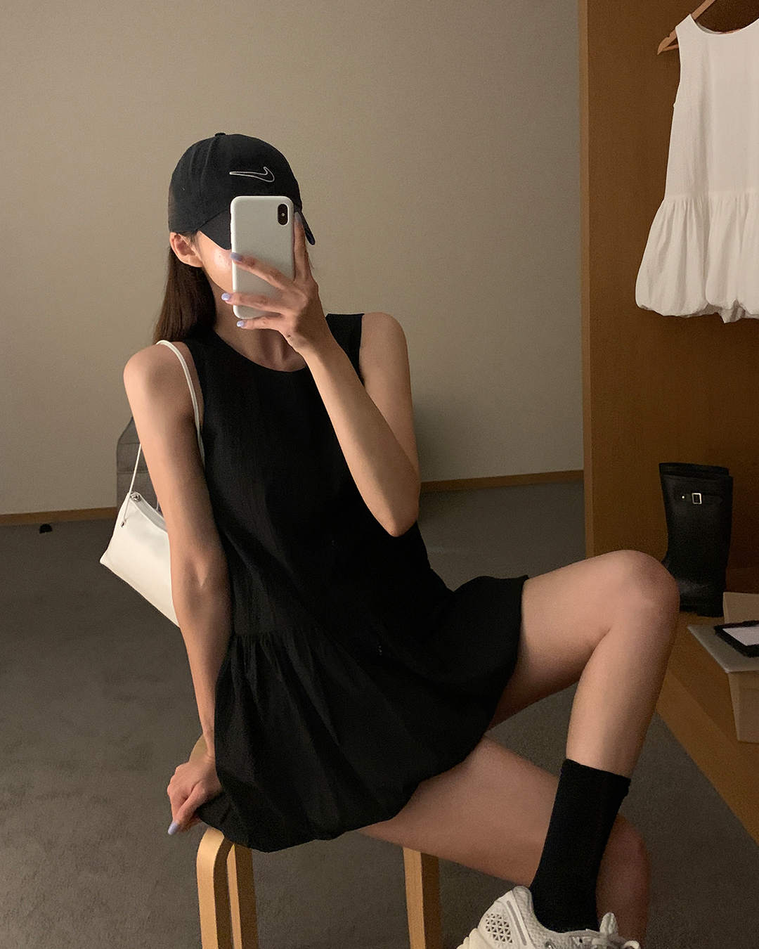 メイビンス ジッツ バルーン ミニ ワンピース ノースリーブ 夏 リゾート レイヤード 画像 5